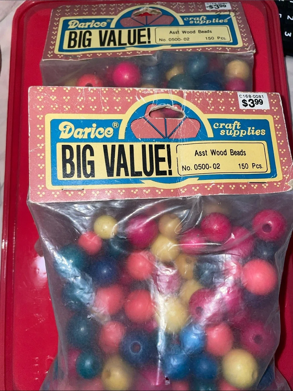Darice Assorted Wood Beads 150 pcs. - Pink, Blue, Yellow